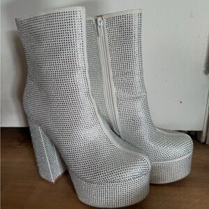 Sparkle White Platform Ankle Boots  - Sabrina Carpenter Boots